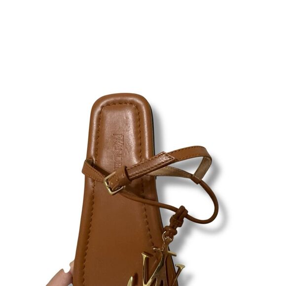 JW Anderson Logo Flat Sandals Pecan Leather Size 37 EU 6.5 US - Picture 9 of 10